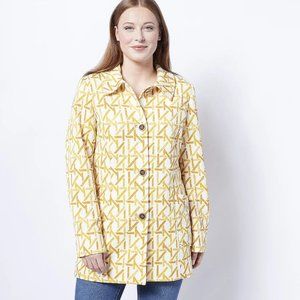 Dennis Basso Jacquard Knit Button-Front Jacket - Gold (20W) a479310